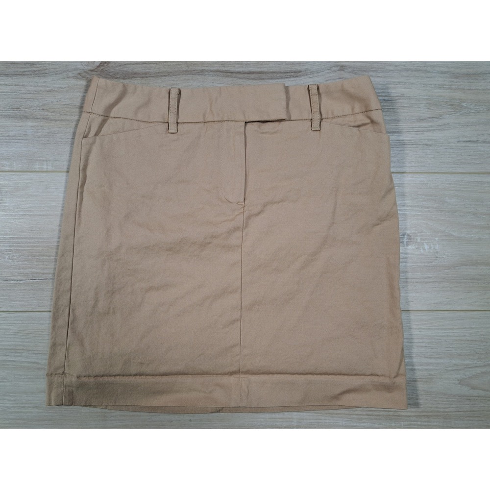 Ann Taylor Loft Petites Khaki Cotton Blend Mini Skirt Tan Size‎ 2P
